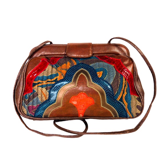 Vintage 80s Patchwork Vegan Shoulderbag Multicolor